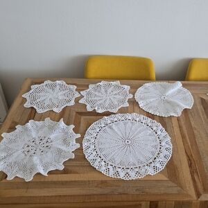 White Crochet Doilies Set